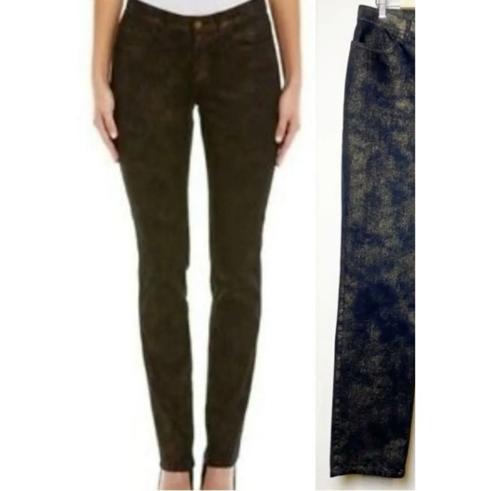 Lafayette 148 Black Gold Dust Straight Leg Jeans 4